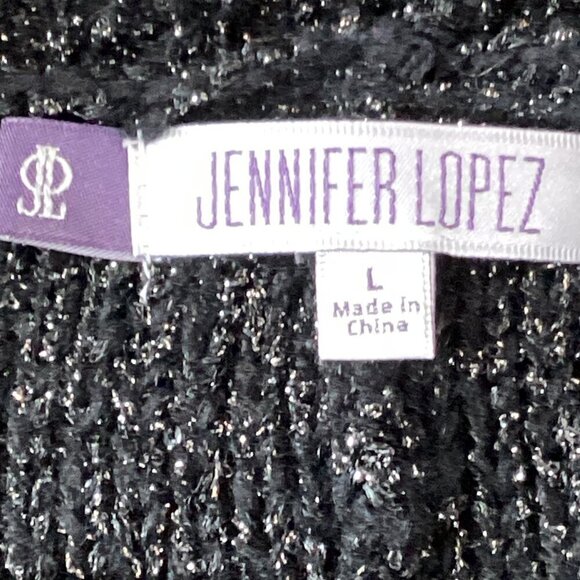 JLO/Jennifer Lopez Black Silver Sequin Shimmer Sweater Chiffon Tank Lined L 301N - Picture 6 of 8